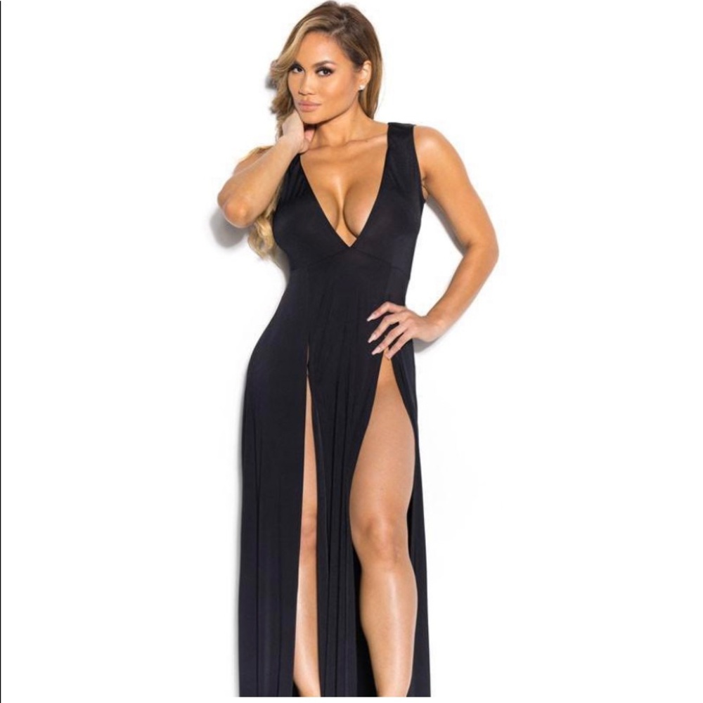 BRAND NEW DOUBLE SPLIT BLACK DRESS